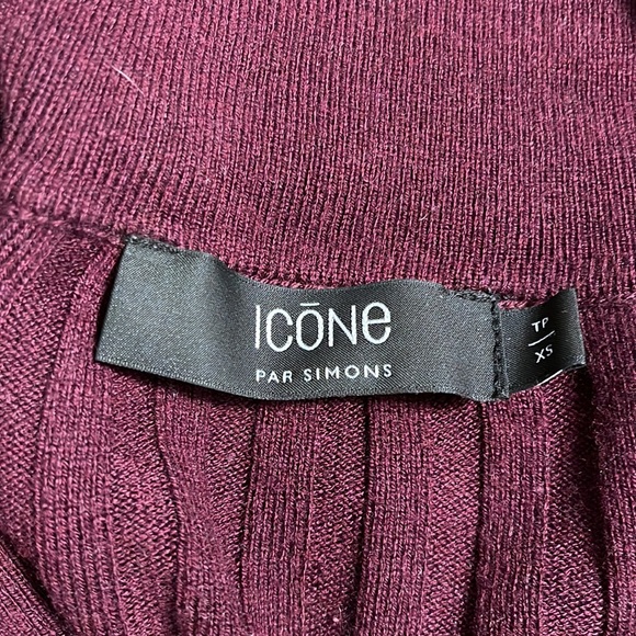 Cashmere dark red ribbed sweater v-neck top buttoned from Icône ( Simons ) - Picture 10 of 11
